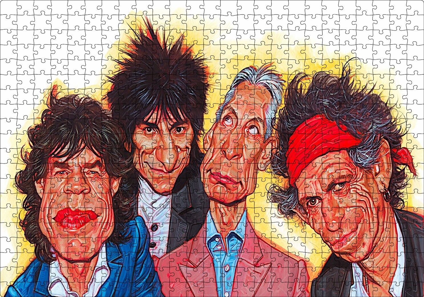 Rolling Stones Karikatürize Puzzle Yapboz MDF Ahşap 500 Parça 49 cm X 68 cm