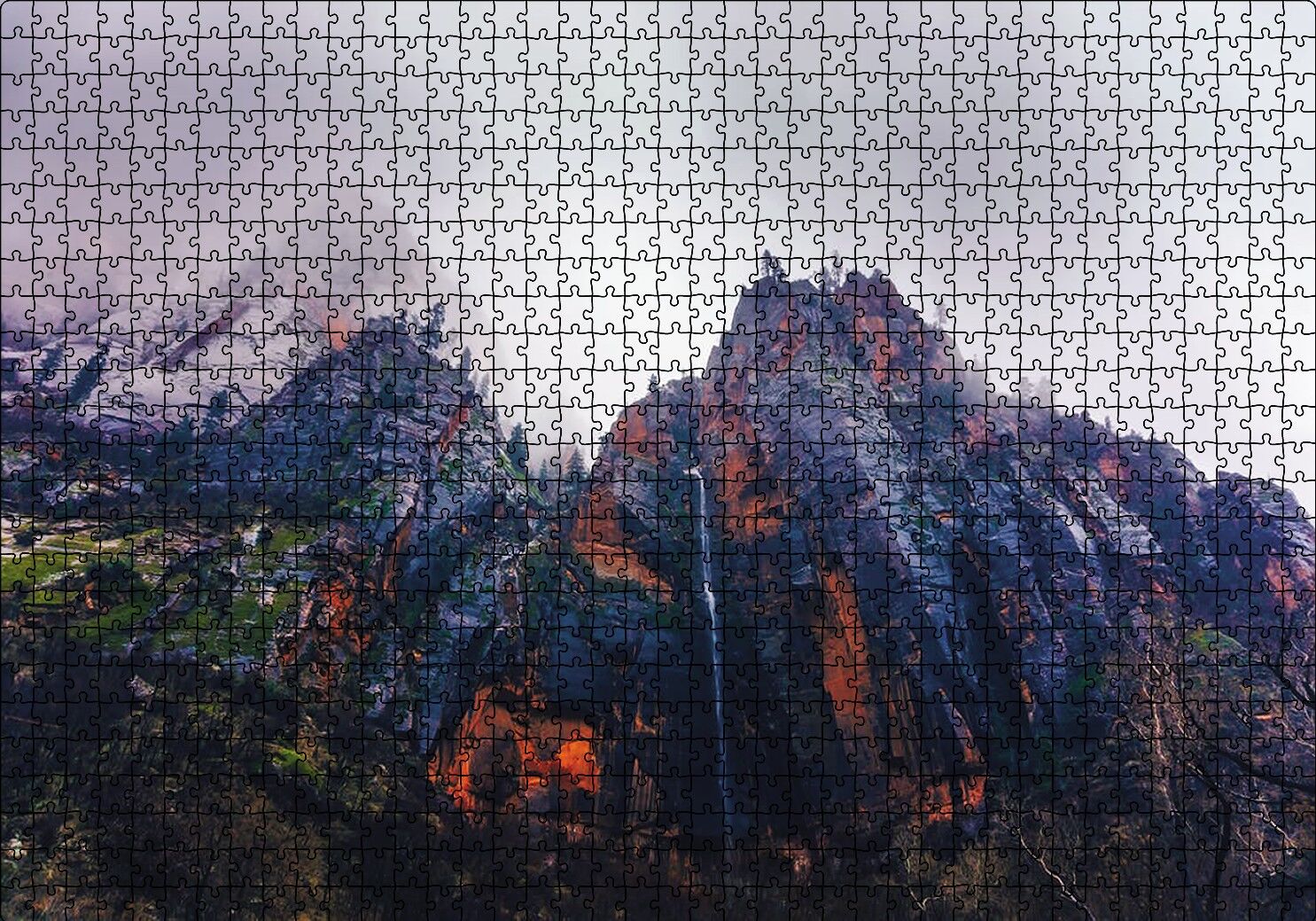 Dik Yamaçlı Dumanlı Dağ Puzzle Yapboz MDF Ahşap 1000 Parça 49 cm X 68 cm