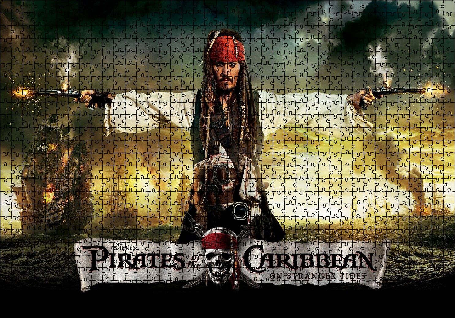 Karayip Korsanları Jack Sparrow Film Puzzle Yapboz MDF Ahşap 1000 Parça 49 cm X 68 cm
