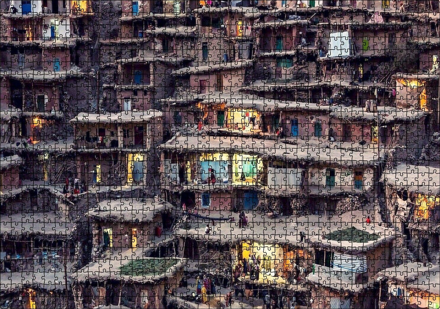İran'da Teraslar Halindeki Köy Puzzle Yapboz MDF Ahşap 1000 Parça 49 cm X 68 cm
