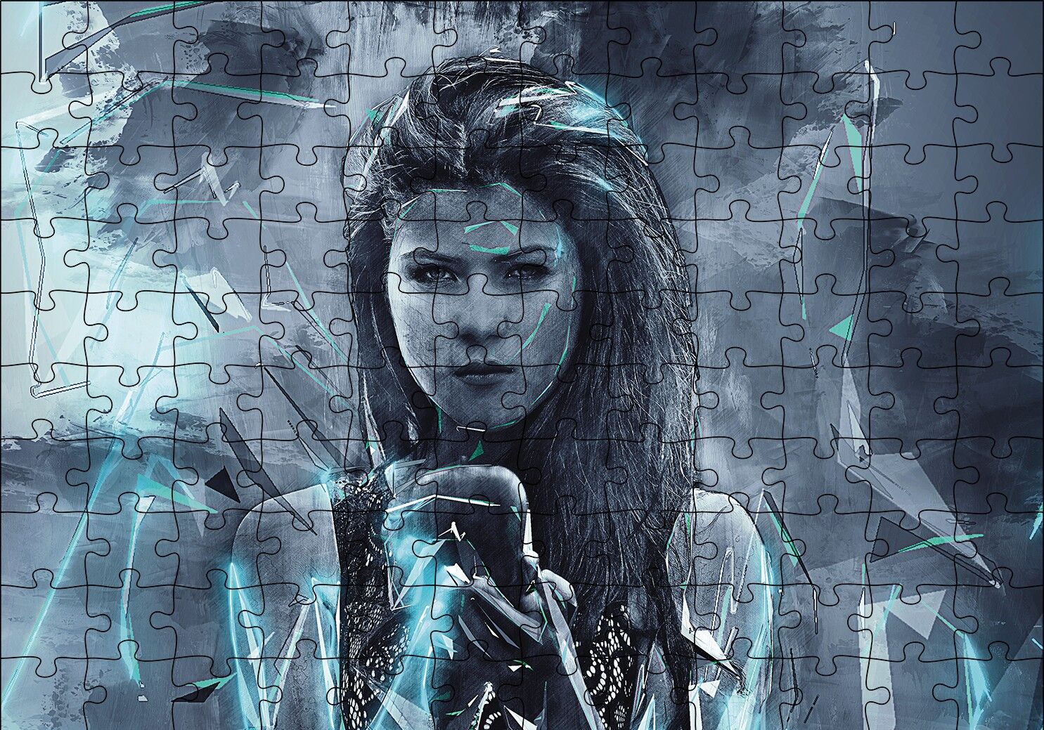 Elma Sunan Güzel Kadın Puzzle Yapboz MDF Ahşap