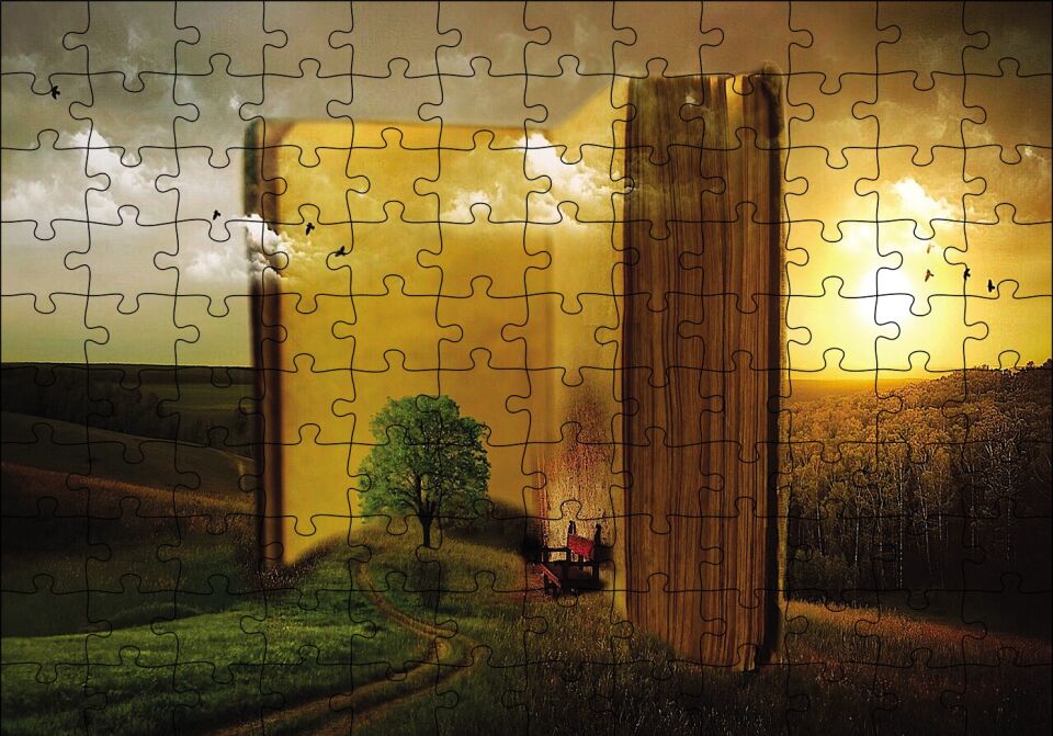 Doğa Kitap Yol Hayal Sanal Puzzle Yapboz MDF Ahşap 120 Parça 24 cm X 34 cm