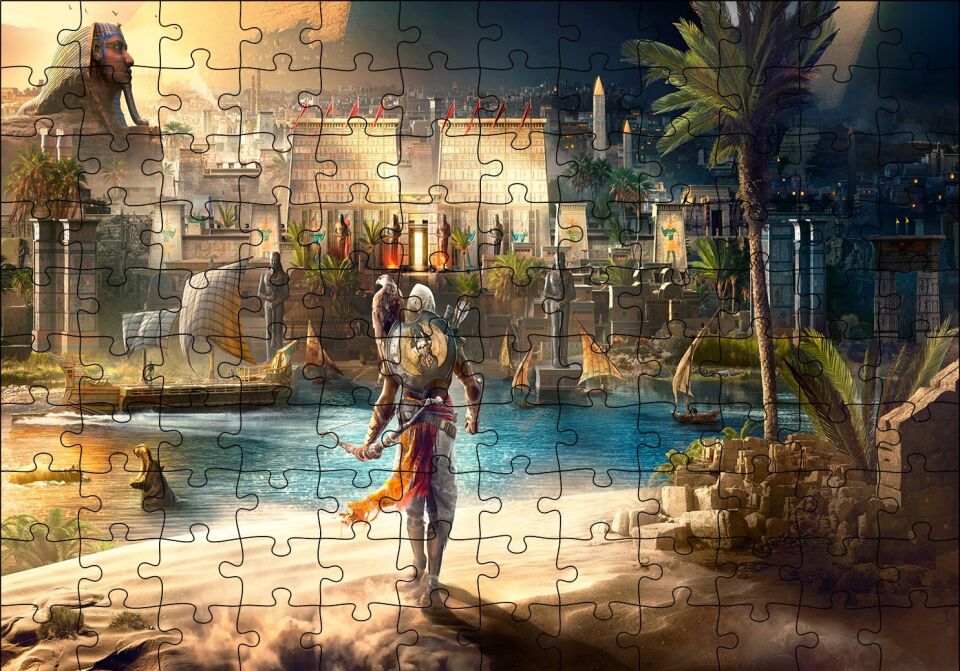 Assassins Creed Origins Mısır Puzzle Yapboz MDF Ahşap 120 Parça 24 cm X 34 cm
