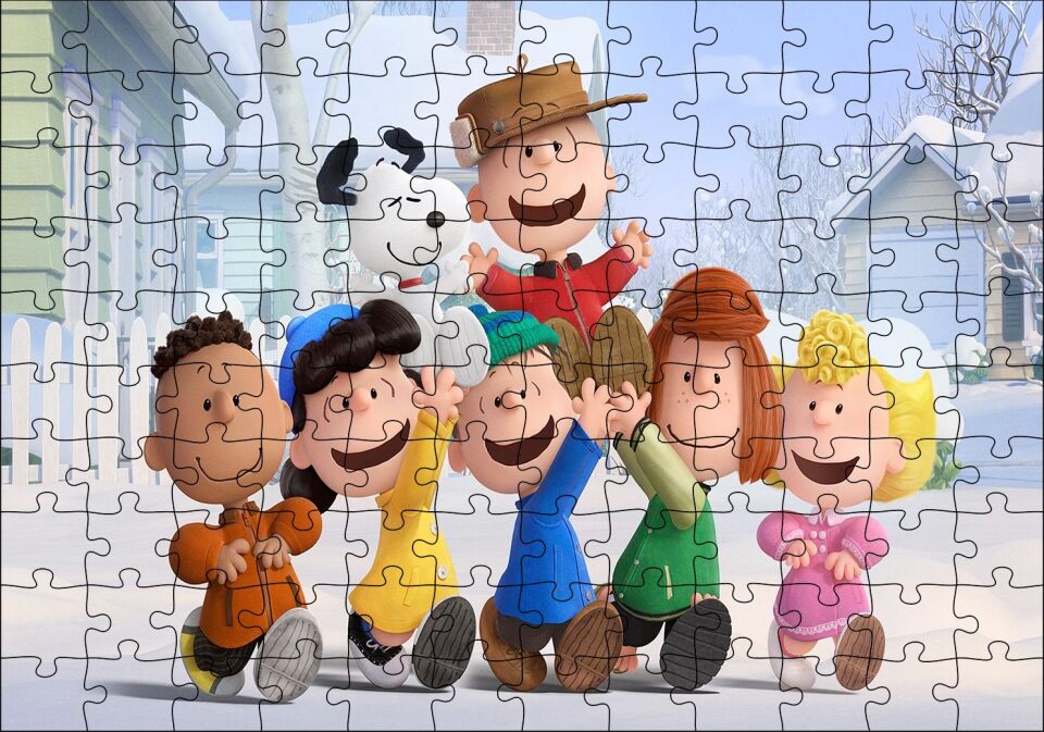 Snoopy Tüm Karakterler Puzzle Yapboz MDF Ahşap 120 Parça 24 cm X 34 cm