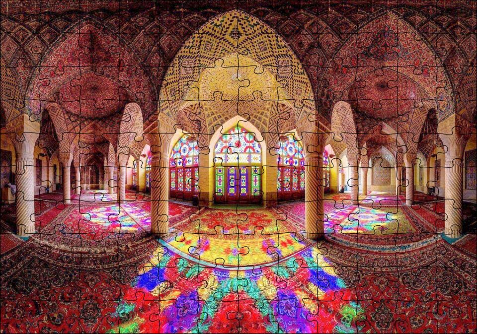 İran'da Vitraylar ve Tavan Süslemeleri Puzzle Yapboz MDF Ahşap 120 Parça 24 cm X 34 cm