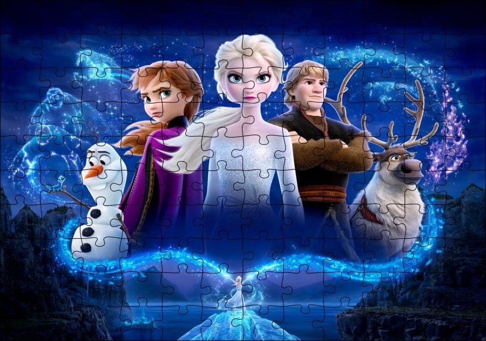 Frozen Karlar Ülkesi 2013 Görseli Puzzle Yapboz MDF Ahşap 120 Parça 24 cm X 34 cm