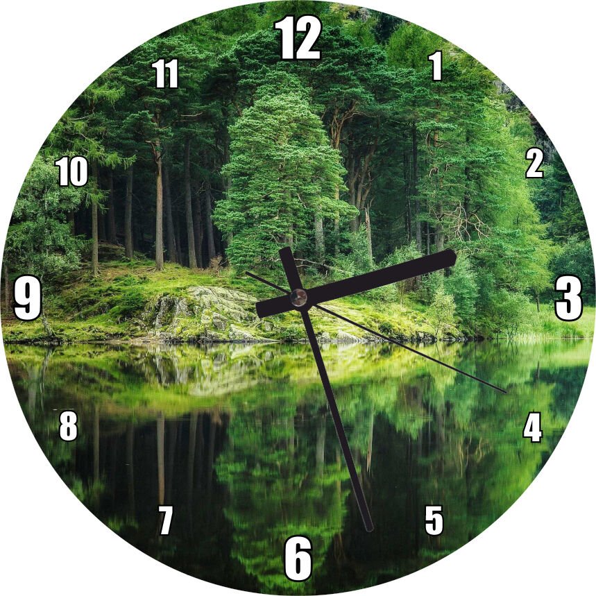Su ve Yeşilin İnanılmaz Buluşması Görseli Mdf Ahşap Duvar Saati