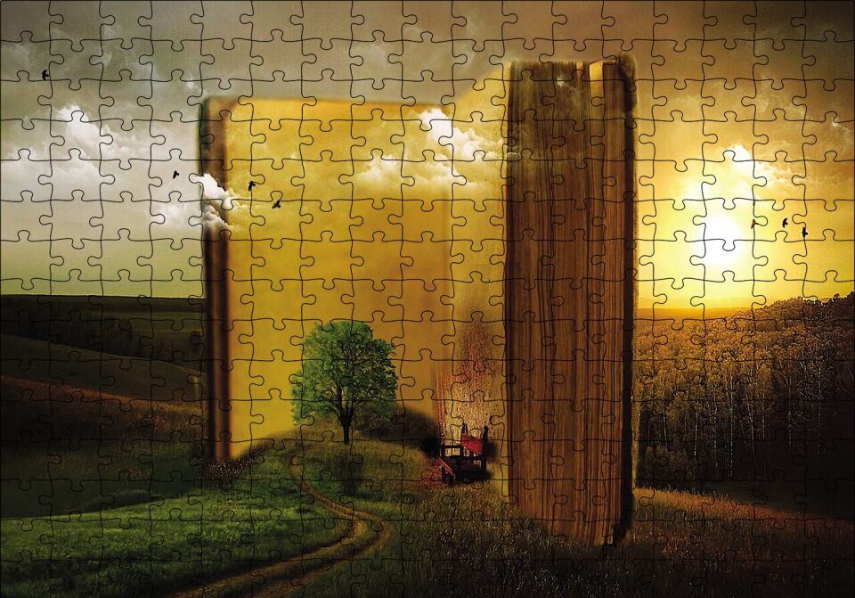 Doğa Kitap Yol Hayal Sanal Puzzle Yapboz MDF Ahşap 255 Parça 34 cm X 49 cm