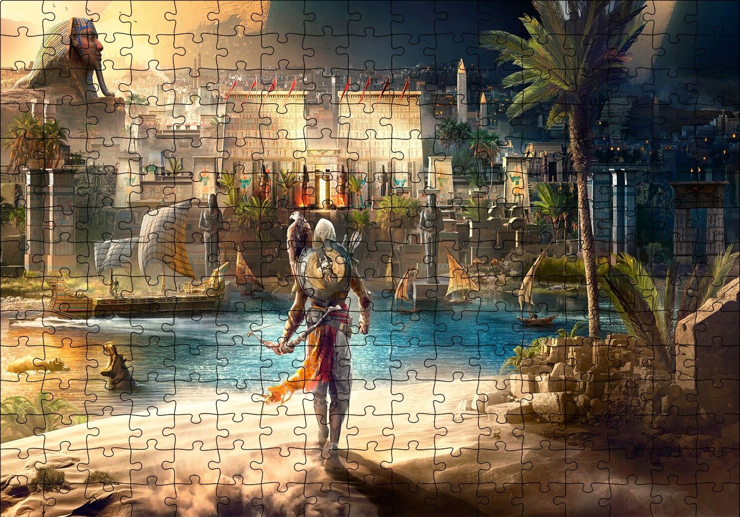 Assassins Creed Origins Mısır Puzzle Yapboz MDF Ahşap 255 Parça 34 cm X 49 cm