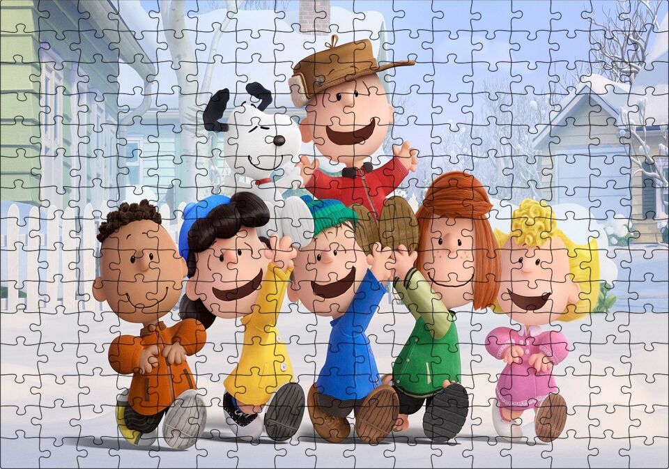 Snoopy Tüm Karakterler Puzzle Yapboz MDF Ahşap 255 Parça 34 cm X 49 cm