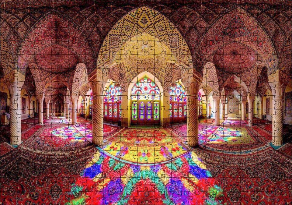 İran'da Vitraylar ve Tavan Süslemeleri Puzzle Yapboz MDF Ahşap 255 Parça 34 cm X 49 cm