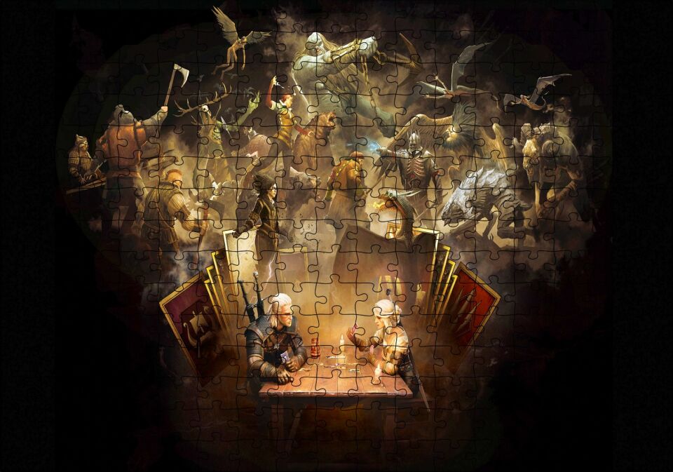 Witcher Macera Oyunu Kahramanları Görseli Puzzle Yapboz MDF Ahşap 255 Parça 34 cm X 49 cm