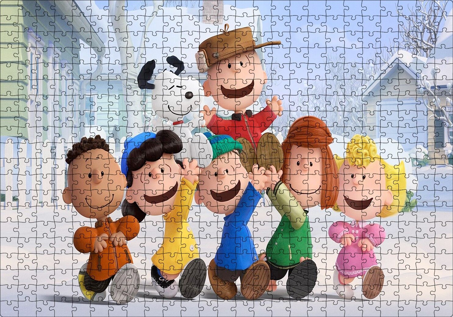 Snoopy Tüm Karakterler Puzzle Yapboz MDF Ahşap 500 Parça 49 cm X 68 cm