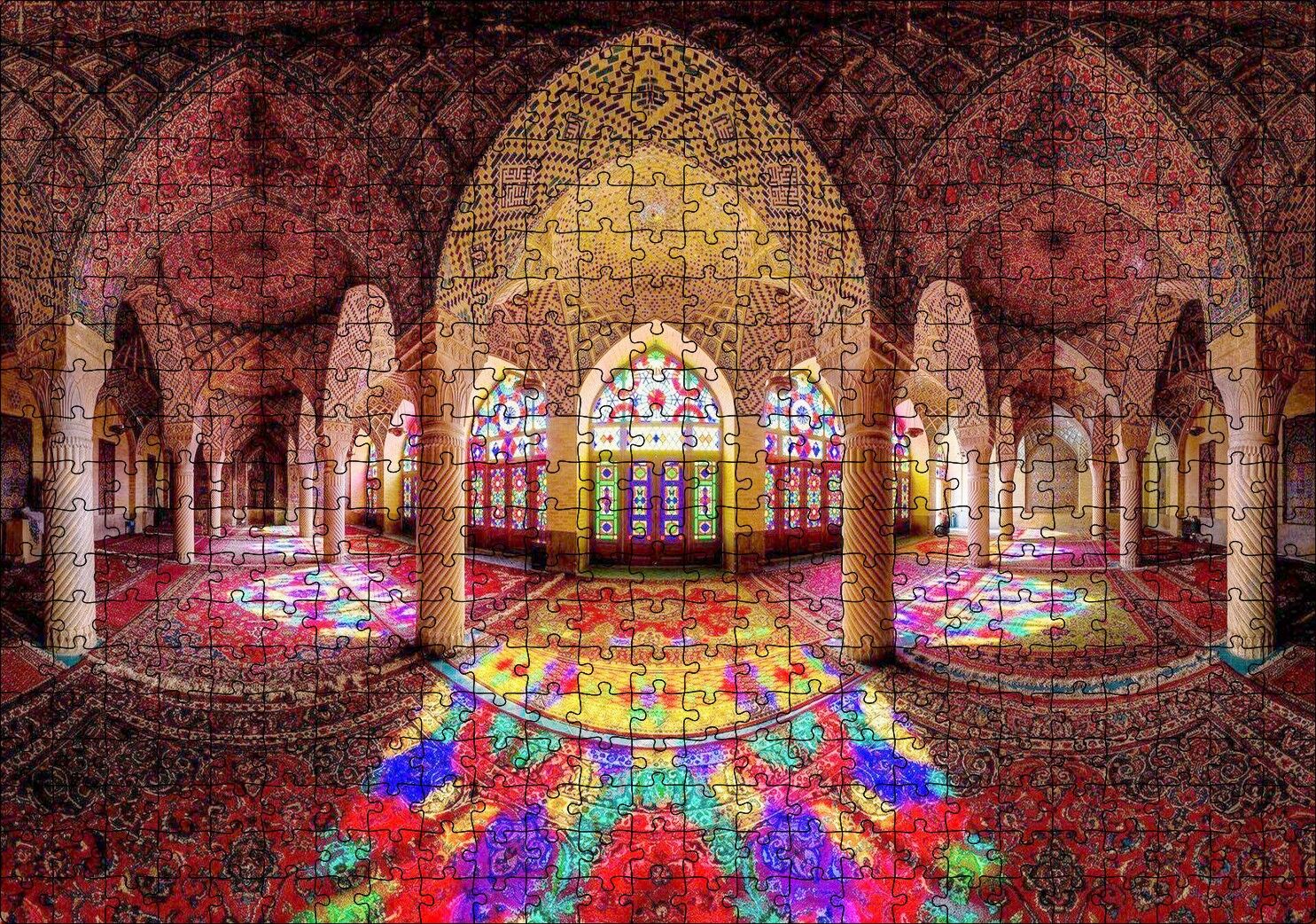 İran'da Vitraylar ve Tavan Süslemeleri Puzzle Yapboz MDF Ahşap 500 Parça 49 cm X 68 cm