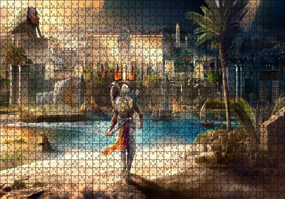 Assassins Creed Origins Mısır Puzzle Yapboz MDF Ahşap 1000 Parça 49 cm X 68 cm