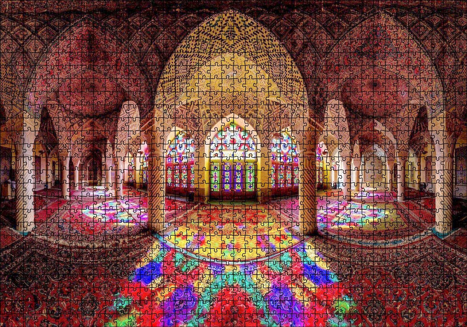 İran'da Vitraylar ve Tavan Süslemeleri Puzzle Yapboz MDF Ahşap 1000 Parça 49 cm X 68 cm