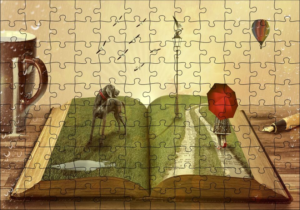 Yazarın Kreatif Dünyası Puzzle Yapboz MDF Ahşap 120 Parça 24 cm X 34 cm