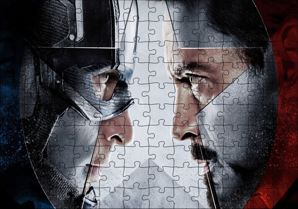 Marvel Avengers İç Savaşı Kaptan Amerika Görseli Puzzle Yapboz MDF Ahşap 120 Parça 24 cm X 34 cm