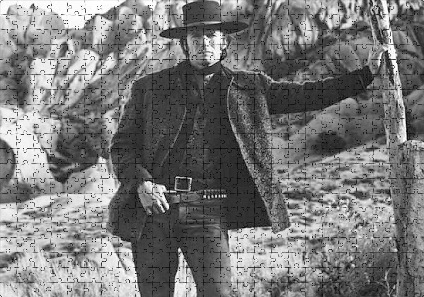 Clint Eastwood Bela Arayan Adam Filmi Görseli Puzzle Yapboz MDF Ahşap 500 Parça 49 cm X 68 cm