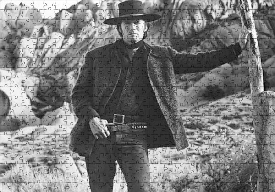 Clint Eastwood Bela Arayan Adam Filmi Görseli Puzzle Yapboz MDF Ahşap 500 Parça 49 cm X 68 cm