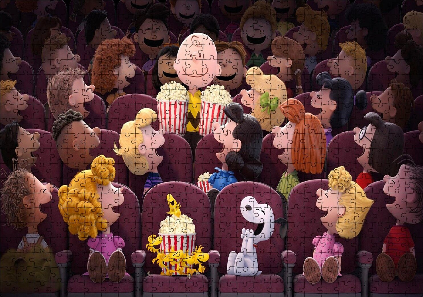 Snoopy ve Arkadaşları Sinemada Puzzle Yapboz MDF Ahşap 500 Parça 49 cm X 68 cm