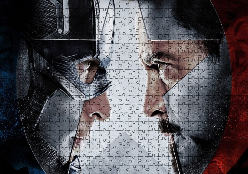 Marvel Avengers İç Savaşı Kaptan Amerika Görseli Puzzle Yapboz MDF Ahşap 500 Parça 49 cm X 68 cm