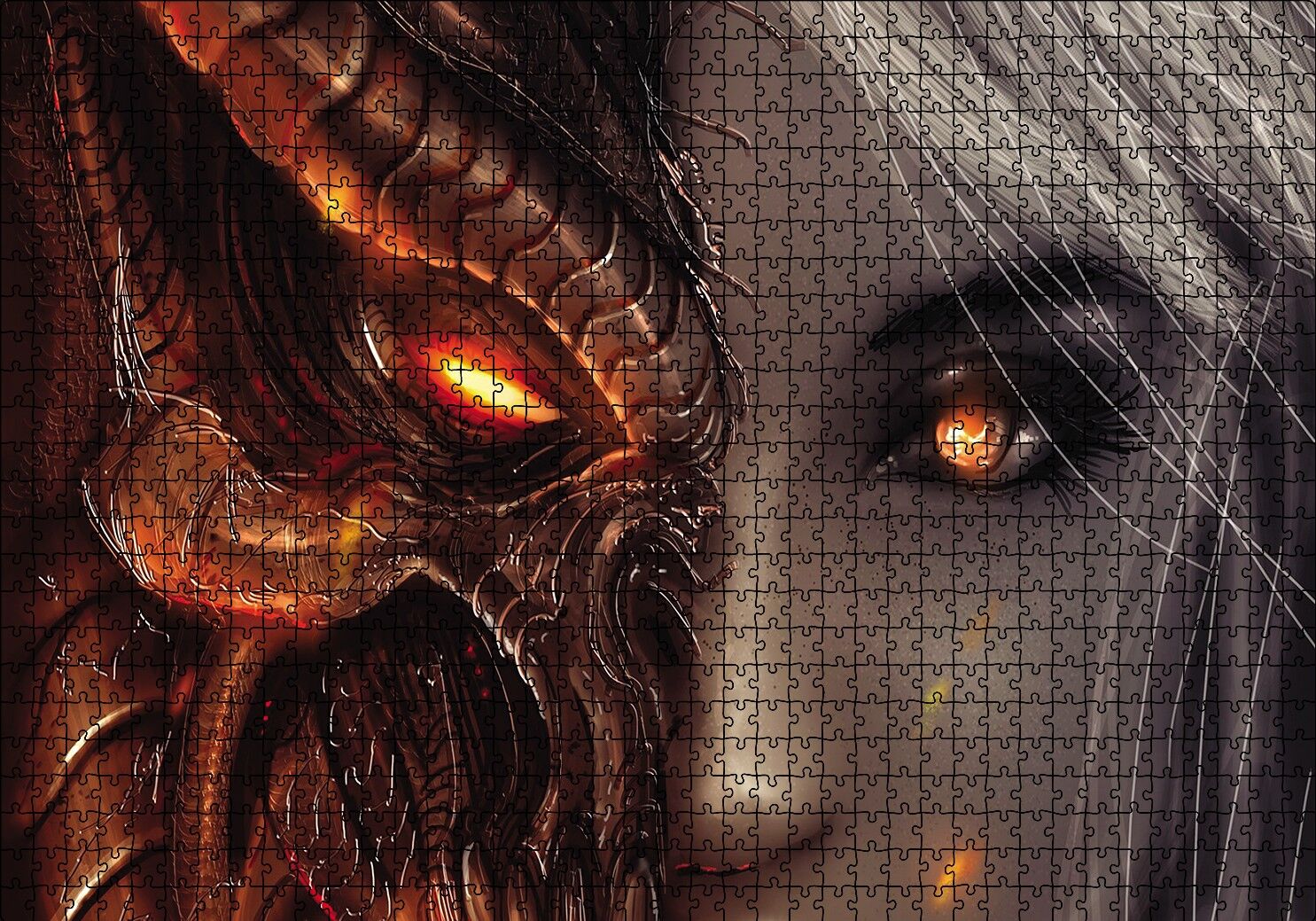 Diablo 3 Girl Puzzle Yapboz MDF Ahşap 1000 Parça 49 cm X 68 cm