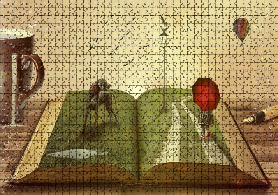 Yazarın Kreatif Dünyası Puzzle Yapboz MDF Ahşap 1000 Parça 49 cm X 68 cm