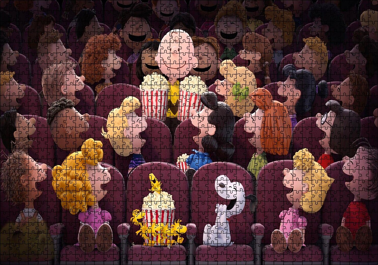 Snoopy ve Arkadaşları Sinemada Puzzle Yapboz MDF Ahşap 1000 Parça 49 cm X 68 cm