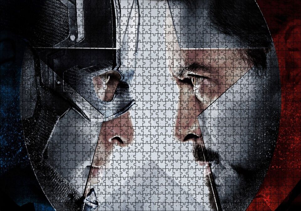 Marvel Avengers İç Savaşı Kaptan Amerika Görseli Puzzle Yapboz MDF Ahşap 1000 Parça 49 cm X 68 cm