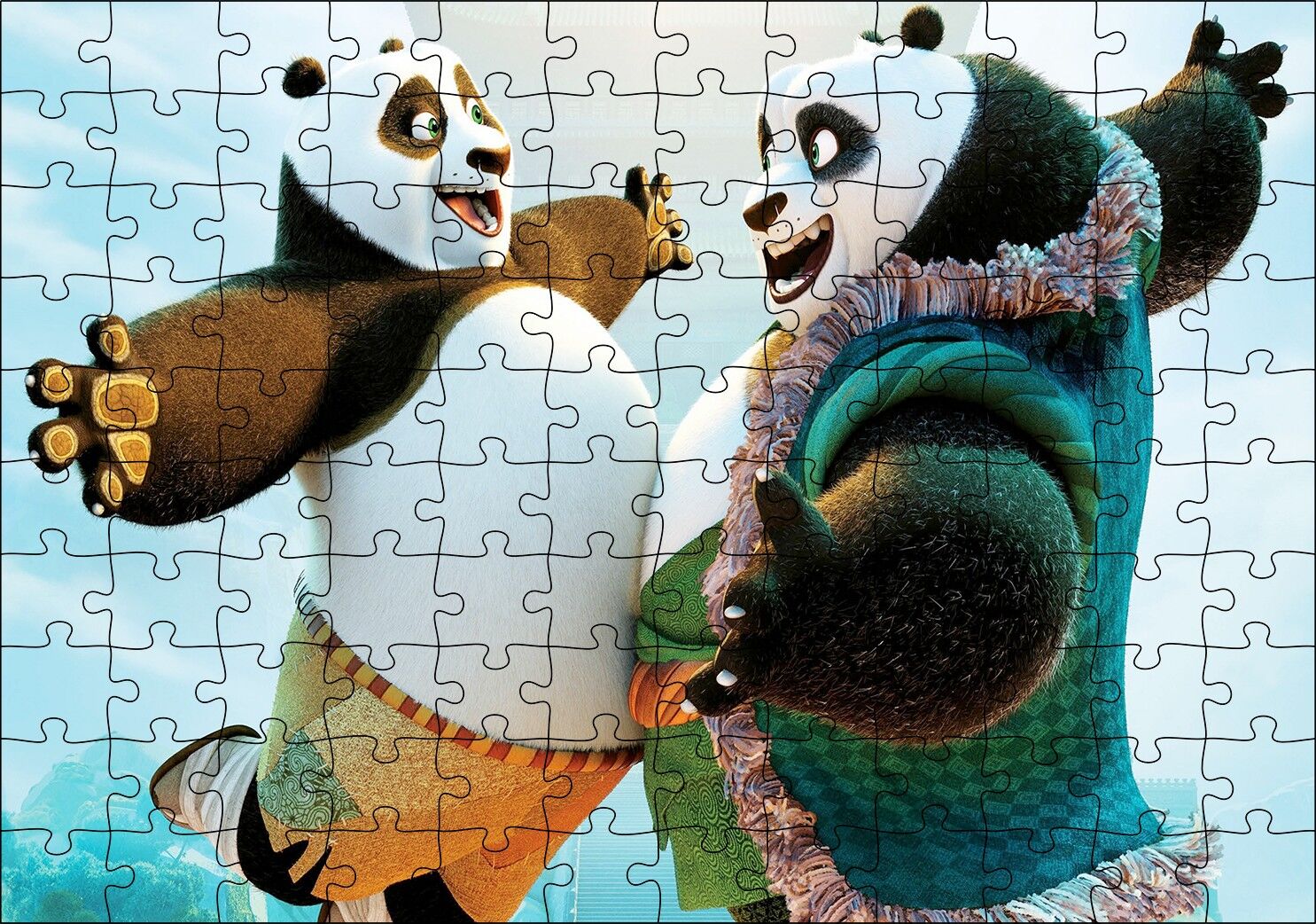 Kungfu Panda Usta ve Çırak Puzzle Yapboz MDF Ahşap