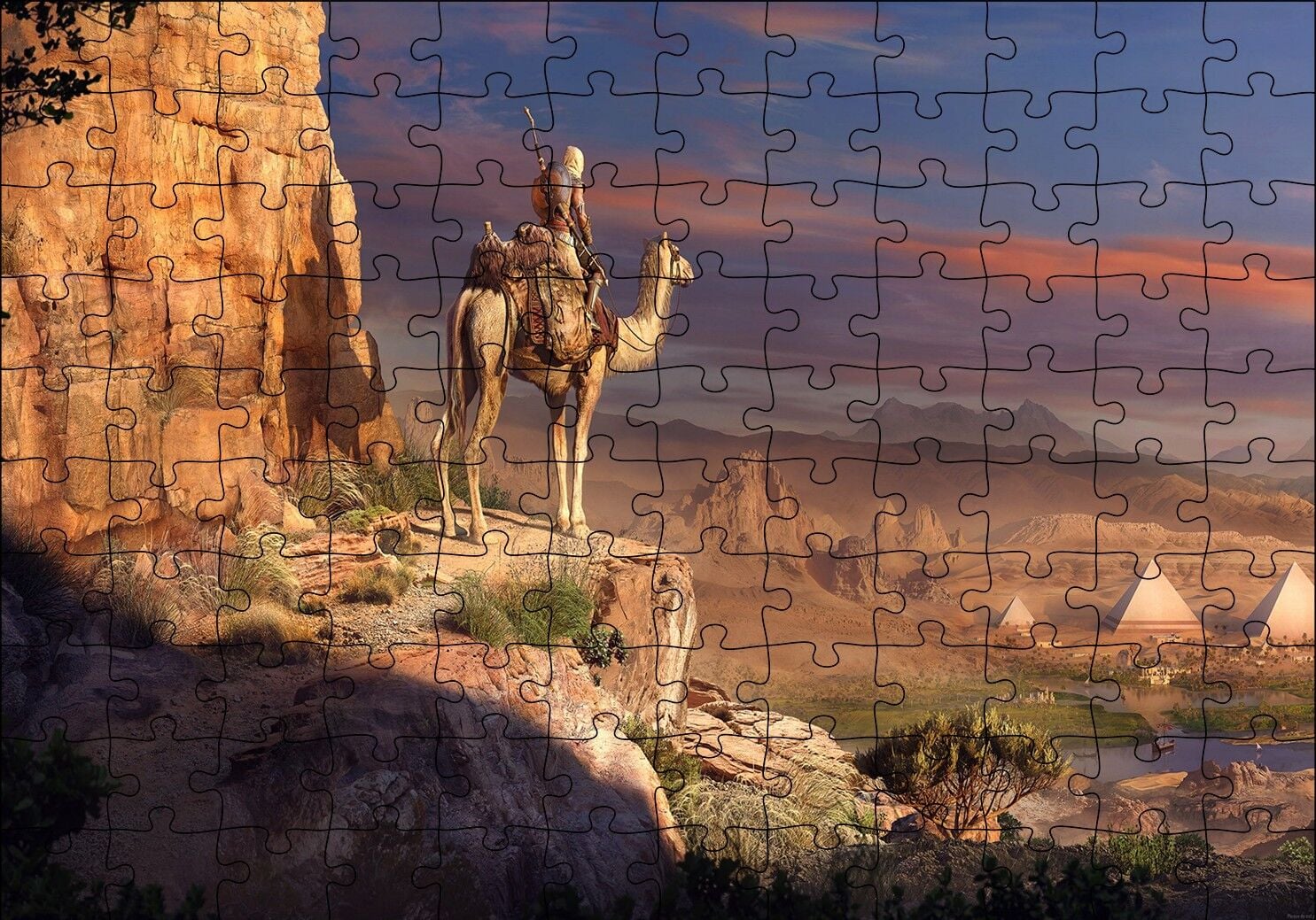 Assassins Creed Piramitler Suikastçi ve Devesi Puzzle Yapboz MDF Ahşap 120 Parça 24 cm X 34 cm