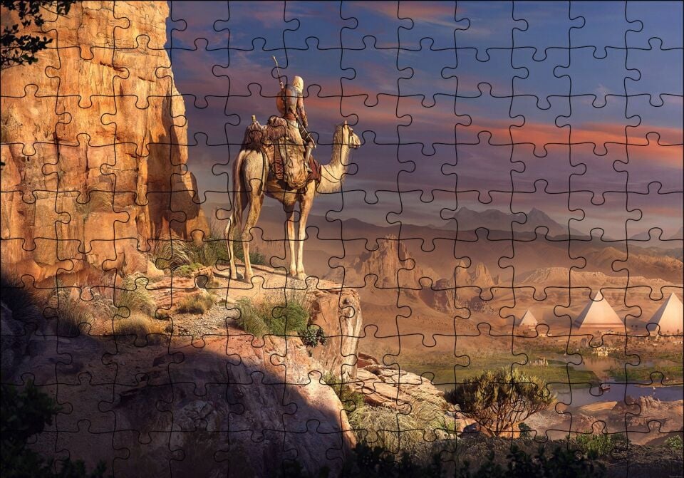 Assassins Creed Piramitler Suikastçi ve Devesi Puzzle Yapboz MDF Ahşap 120 Parça 24 cm X 34 cm