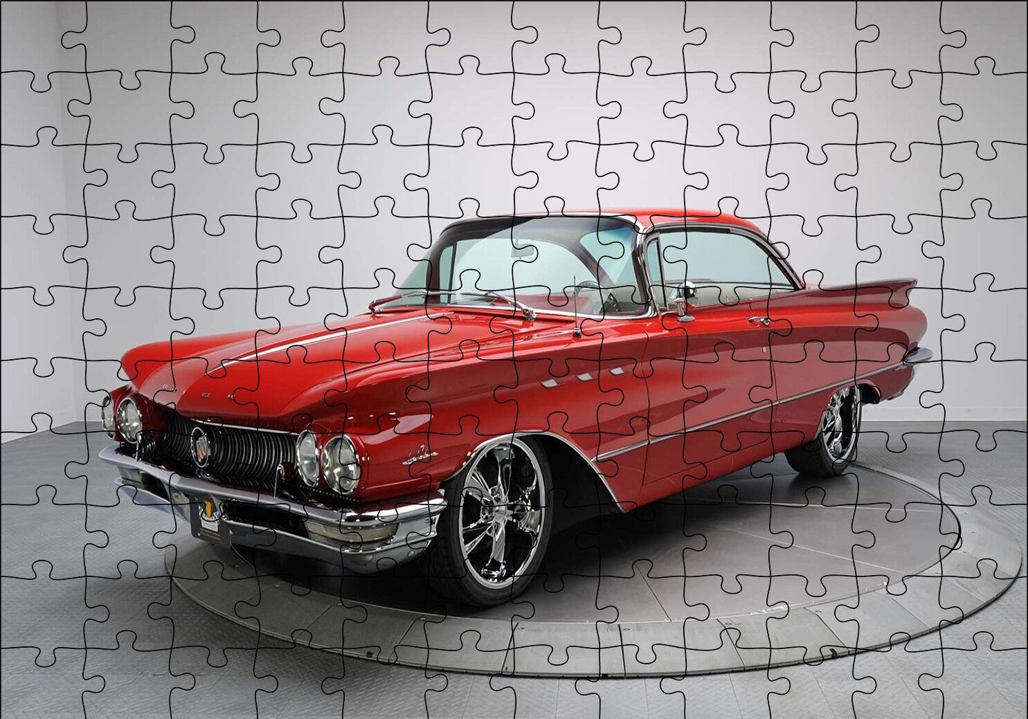 Kırmızı Kuyruklu Buick Klasik Puzzle Yapboz MDF Ahşap 120 Parça 24 cm X 34 cm