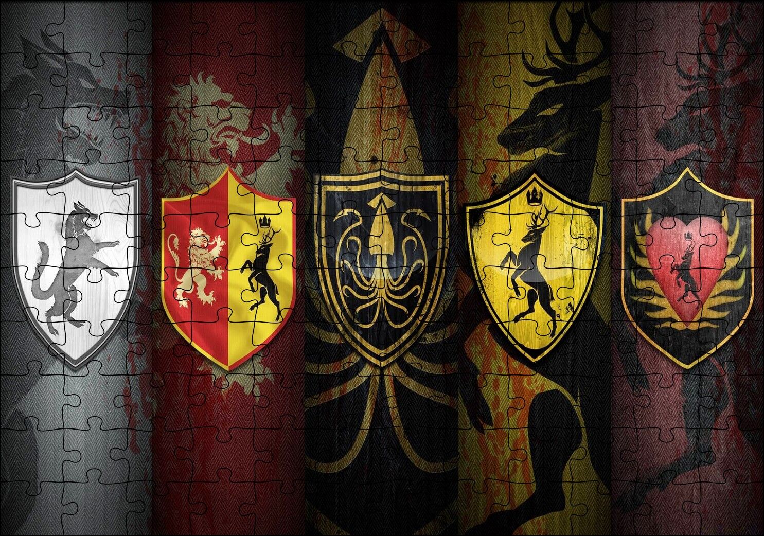 Game Of Thrones Bayrakları Görseli Puzzle Yapboz MDF Ahşap 120 Parça 24 cm X 34 cm