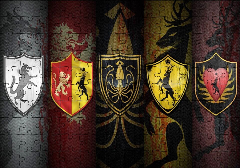 Game Of Thrones Bayrakları Görseli Puzzle Yapboz MDF Ahşap 120 Parça 24 cm X 34 cm