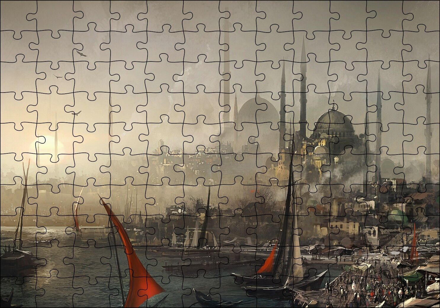 Osmanlıda İstanbul Görseli Puzzle Yapboz MDF Ahşap