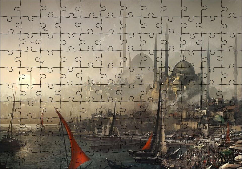 Osmanlıda İstanbul Görseli Puzzle Yapboz MDF Ahşap