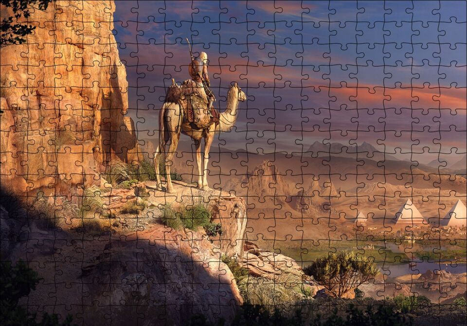 Assassins Creed Piramitler Suikastçi ve Devesi Puzzle Yapboz MDF Ahşap 255 Parça 34 cm X 49 cm