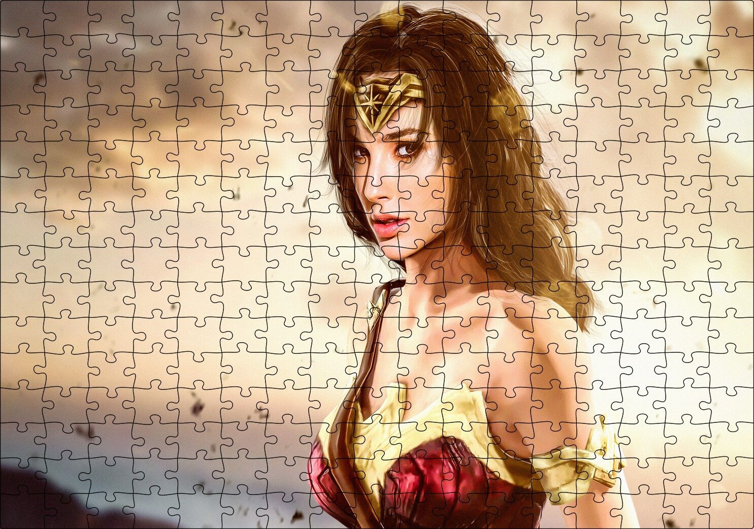 Wonder Women Gal Gadot Görseli Puzzle Yapboz MDF Ahşap 255 Parça 34 cm X 49 cm