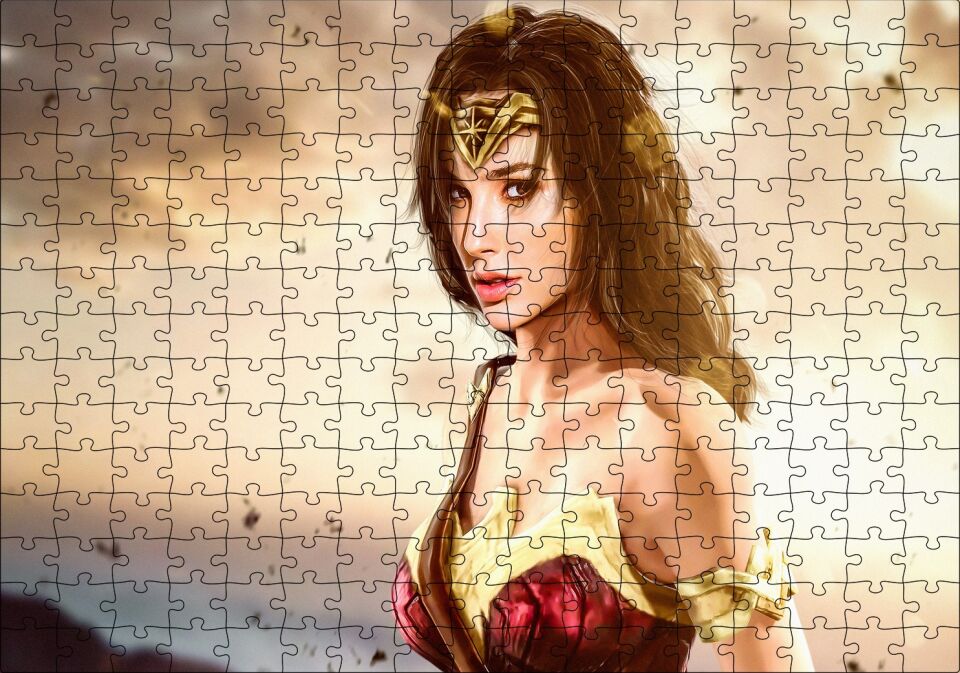 Wonder Women Gal Gadot Görseli Puzzle Yapboz MDF Ahşap 255 Parça 34 cm X 49 cm