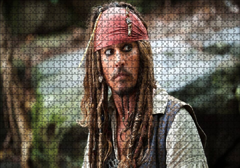 Karayip Korsanları Jack Sparrow Şaşkın Puzzle Yapboz MDF Ahşap 1000 Parça 49 cm X 68 cm