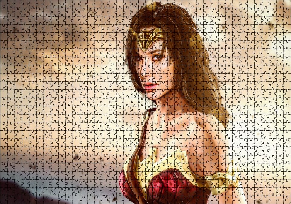 Wonder Women Gal Gadot Görseli Puzzle Yapboz MDF Ahşap 1000 Parça 49 cm X 68 cm