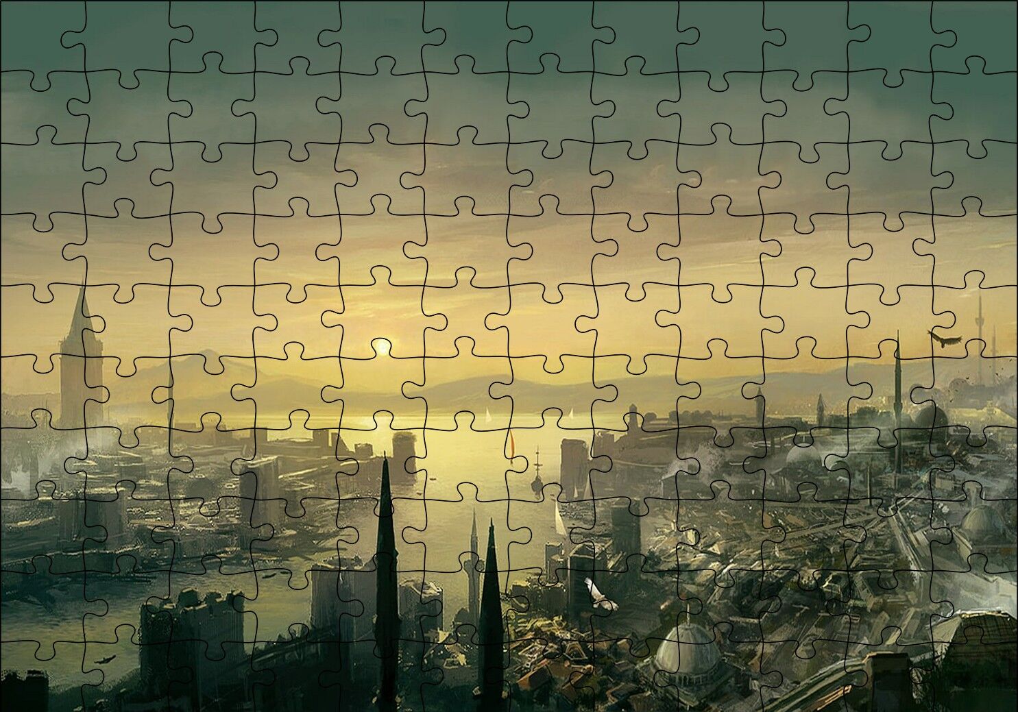 Assassins Creed Relevations Haliç Manzarası Puzzle Yapboz MDF Ahşap 120 Parça 24 cm X 34 cm