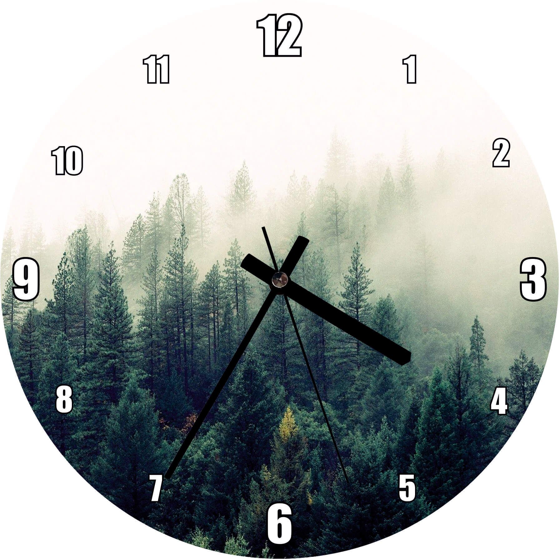 Sisler İçindeki Yemyeşil Orman Mdf Ahşap Duvar Saati