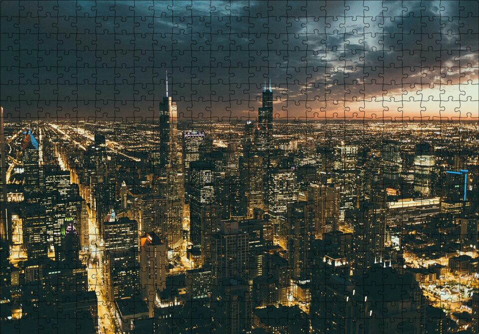 Las Vegas Gece Manzarası Puzzle Yapboz MDF Ahşap 500 Parça 49 cm X 68 cm