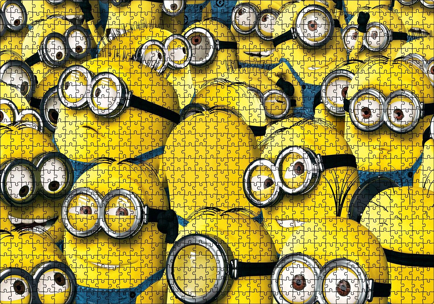 Çizgi Film Minions Topluluğu Puzzle Yapboz MDF Ahşap 1000 Parça 49 cm X 68 cm