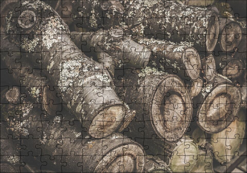 Üstüste Kütükler Puzzle Yapboz MDF Ahşap 120 Parça 24 cm X 34 cm
