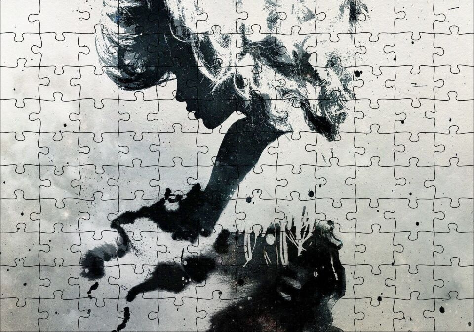 Kadın Temalı Duvar Püskürtme Boyama Puzzle Yapboz MDF Ahşap 120 Parça 24 cm X 34 cm