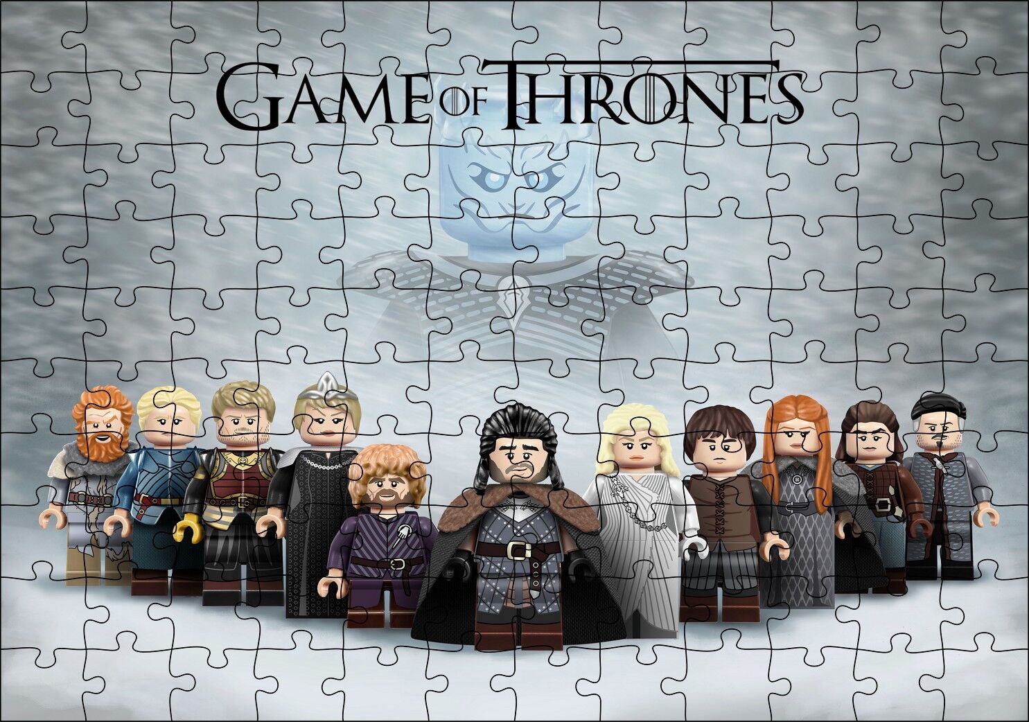 Game of Thrones House Stark Özel Minifigürler Görseli Puzzle Yapboz MDF Ahşap 120 Parça 24 cm X 34 cm